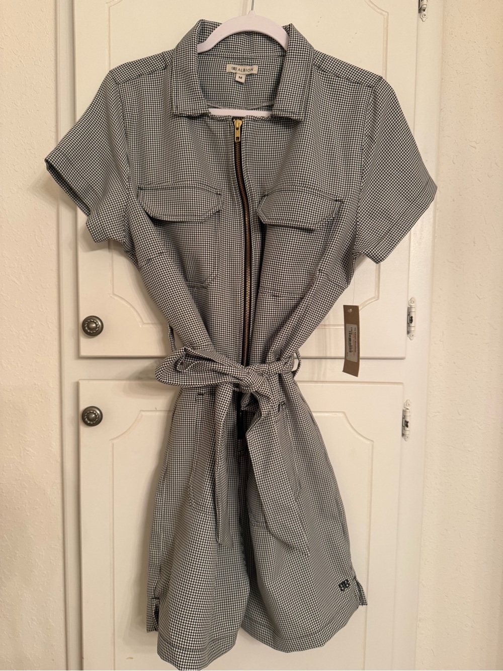 Albion Black & White Utility Zip-Front Short Sleeve Jacket